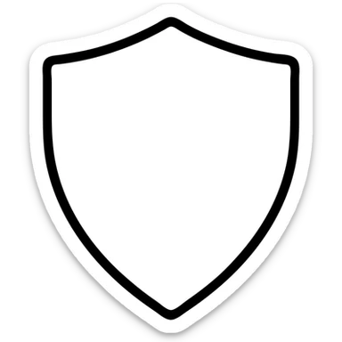 stylized shield icon with strong black outline, no color fill sticker