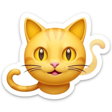 yellow cat emoji with a dizzy expression, swirling eyes, and a spinning head effect, minimalistic design, 32x32 pixels, vibrant colors, cartoonish and cute, inspired by classic emojis but in pixel art form sticker