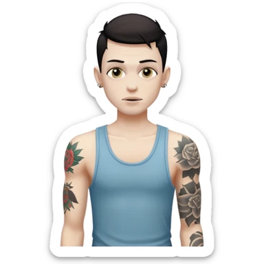 White skinny guy with a dirty tank top and tattoos sticker