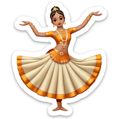 cinematic-realistic-bharatanatyam-dance-emoji,-depicted-as-an-elegant-classical-indian-dance-performance-with-graceful-poses,-intricate-costumes,-and-expressive-hand-gestures,-rendered-with-rich-textures-and-warm-dramatic-lighting, single dancer full body  sticker