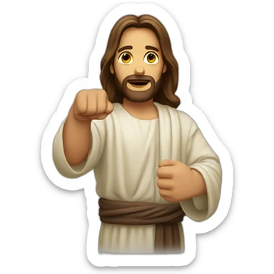jesus holding up closed fist sticker