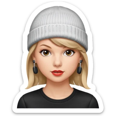 taylor swift wearing beanie, wearing wired earphones sticker