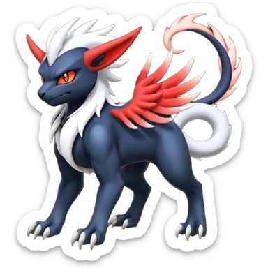 Handsome cool badass edgy Absol-Litten-Darkrai-Giratina-Yveltal-Pokémon-Fakémon-fusion-hybrid-creature sticker
