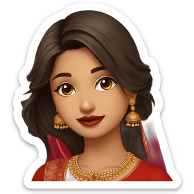 indian girl wearing full sleeve blood red kurti with jhumkas sticker