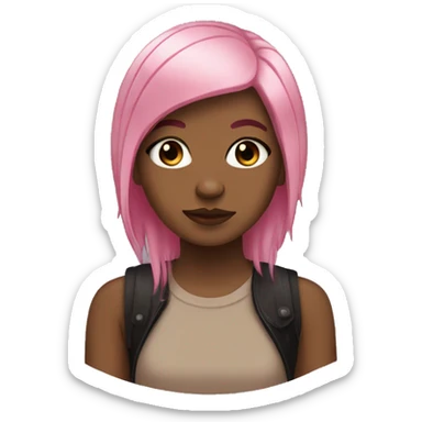 emo girl brown skin pink hair  sticker