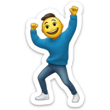 blue sweater with smiling guy full body enjoy slasa dance  sticker