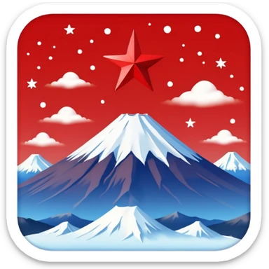 Mount Fuji with red color and a star on top sticker