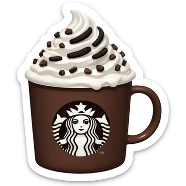  Starbucks hot cocoa with whipped cream and Oreo cookie crumbles  sticker