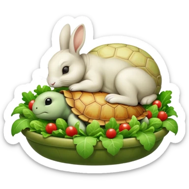  lapin qui dort et la tortu qui mange de la salade sticker