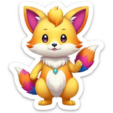  Colorful Kawaii Fionbri FurSona Fakemon Full Body sticker