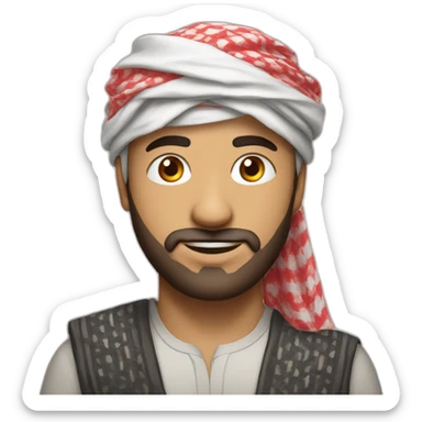 arabic man with red and white keffiyeh wrapped on his head sticker
