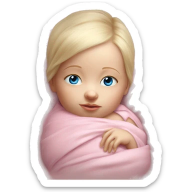 blue eyed blonde newborn girl realistic sleep pink sticker