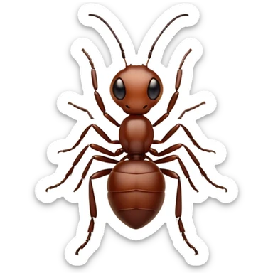 Cinematic Industrious Ant Portrait Emoji, Poised and diligent, with a tiny, meticulously detailed body in earthy tones, sharp, observant eyes and agile limbs, Simplified yet precise and sophisticated features, highly detailed, glowing with a soft, natural luminescence, high shine, intelligent and determined, stylized with an air of hardworking resilience, focused and alert, soft glowing outline, capturing the essence of a watchful ant that appears ready to march out of the screen with effortless precision! sticker