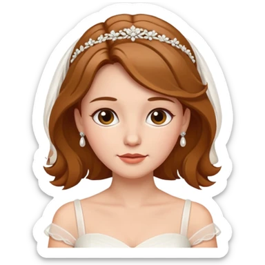 White tanned skin bride with hazel hair with a chin on her face sticker