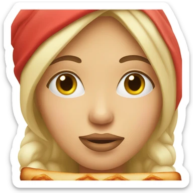 Girl with closed eyes kissing kebab  sticker