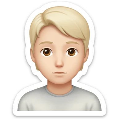 A minimal face with eyes looking away to the side, neutral expression, emotionally reserved, invisible barrier, slight distance sticker