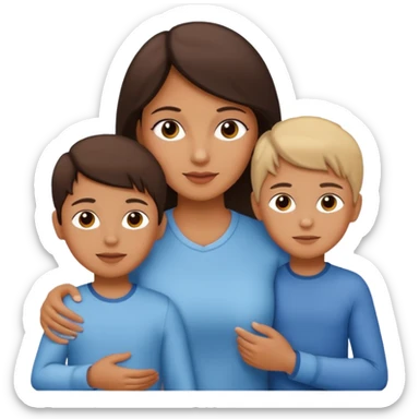 Mamá y dos hijos niño y niña  sticker