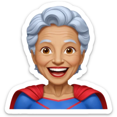 Laughing crazily elderly superwoman sticker