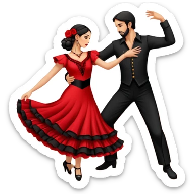 Spanish flamenco couple of dancers dancing on a wooden floor sticker