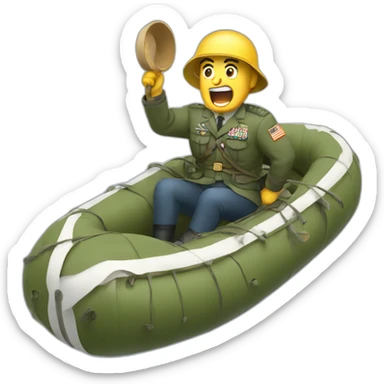 Yelling army general in a raft sticker