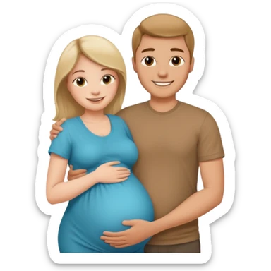pregnant woman with her man next her with his arm around her sticker