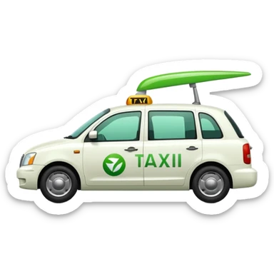 side view of a white taxi car with green Bolt logo sticker
