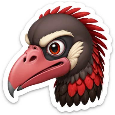   Old black and red angry  vulture looking ahead sticker