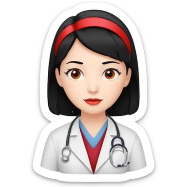 doctor with black hair and red hairclips  sticker