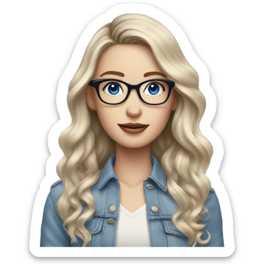Beautiful Balayage pale model lady with glasses and blue eyes  sticker