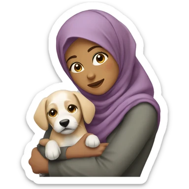 pretty woman with hijab hugging a dog sticker