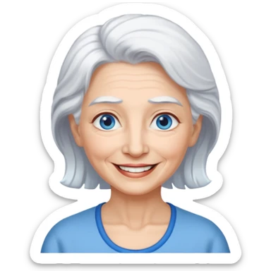 abuela con ojos azules, pelo blanco, tez blanca sticker