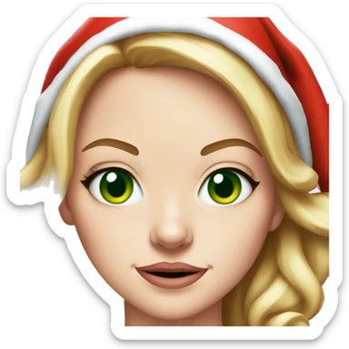 Emma Stone running emoji in a santa costume green eyes sticker