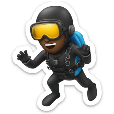 Black guy in scuba suit diving into ocean sticker