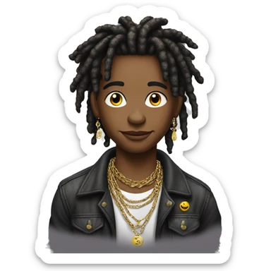 young hustler with dread lock hair with lots of money in both hands wearing jewelry chain sticker