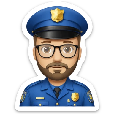 Police officer with glasses and beards sticker