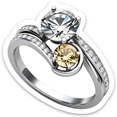 Diamond ring 💍 double rings twist with each other like engagement rings sticker