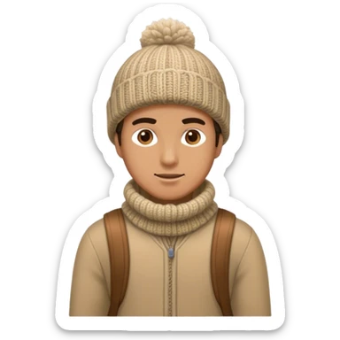 man in outdoor wither clothes and knited hat full scale standing sticker