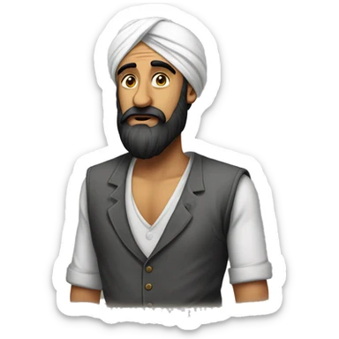 Thinking sardar with lost Girl love wit expression  sticker