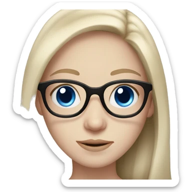 Pale skin girl with long brown hair and blue eyes in glasses  sticker