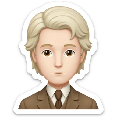 Rousseau, faithful to historical portraits, gentle face, powdered wig, brown period jacket, white necktie, calm demeanor sticker