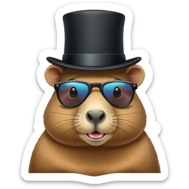 Capybara with top hat and sunglasses sticker