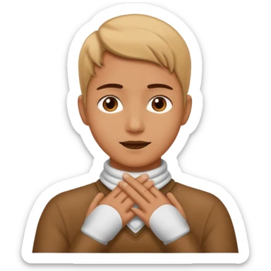 person with hands around their own neck sticker