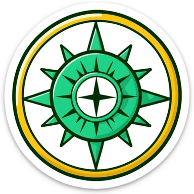 Maya sun symbol - positive news, precise geometric design, ONLY white and deep green colors, no other colors, flat hieroglyphic style, mail theme sticker