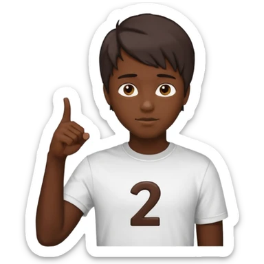 It says 21 with I kid (skin color dark chocolate with most of his hair cut off) pointing at 21 sticker
