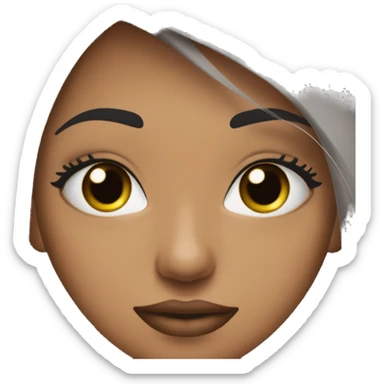 Mujer con piel blanca ojos negros oscuros, pelo de color negro largo sin flequillo con la ralla del pelo en el medio labios rosas imoji normal 🙎‍♀️ sticker