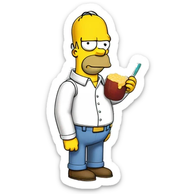 Homer Simpson, qui tient le diplôme du bac dans les mains et qui tire une tronche sticker