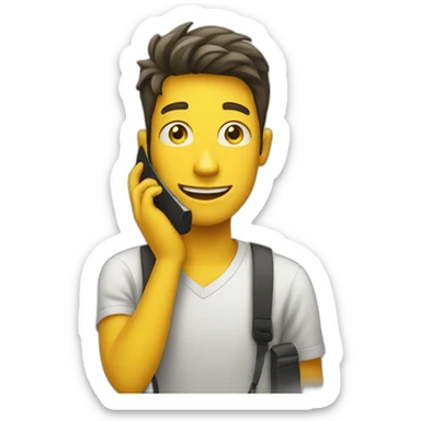 young yellow man talking on smartphone sticker