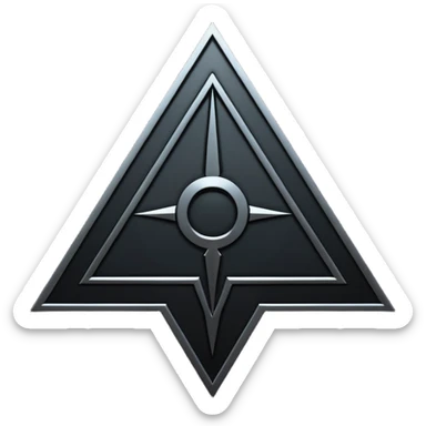 Emoji, dark futuristic occult sigil, symmetrical geometric shape, black metal, gothic cyber aesthetic, minimal flat design, sharp edges, centered, transparent background do not use any other colors but black sticker