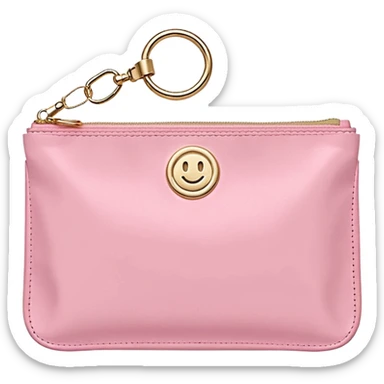 pink stoney clover lane rectangle pouch with shiny gold zipper and a circle zipper puller = pouch should be solid pouch should be more 3d sticker