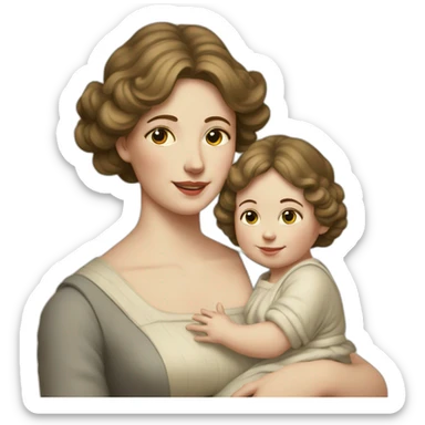 mum and baby in early 20th centure sticker